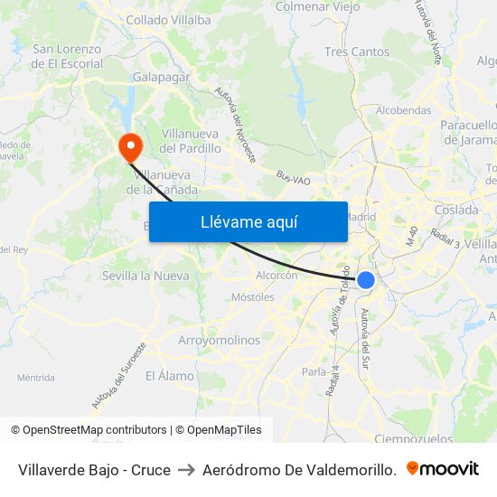 Villaverde Bajo - Cruce to Aeródromo De Valdemorillo. map