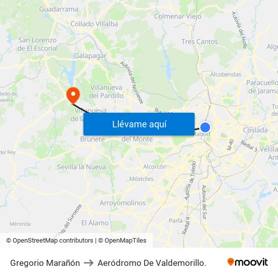 Gregorio Marañón to Aeródromo De Valdemorillo. map