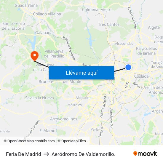 Feria De Madrid to Aeródromo De Valdemorillo. map