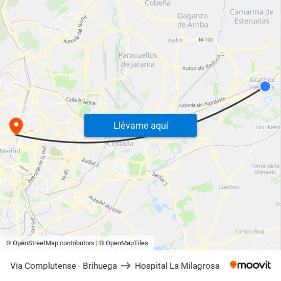 Vía Complutense - Brihuega to Hospital La Milagrosa map