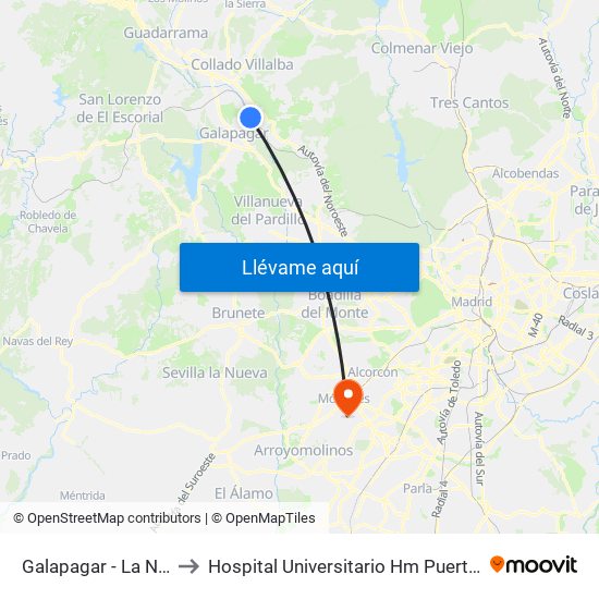 Galapagar - La Navata to Hospital Universitario Hm Puerta Del Sur map
