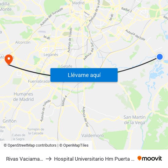 Rivas Vaciamadrid to Hospital Universitario Hm Puerta Del Sur map