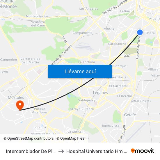 Intercambiador De Plaza Elíptica to Hospital Universitario Hm Puerta Del Sur map