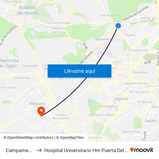 Campamento to Hospital Universitario Hm Puerta Del Sur map