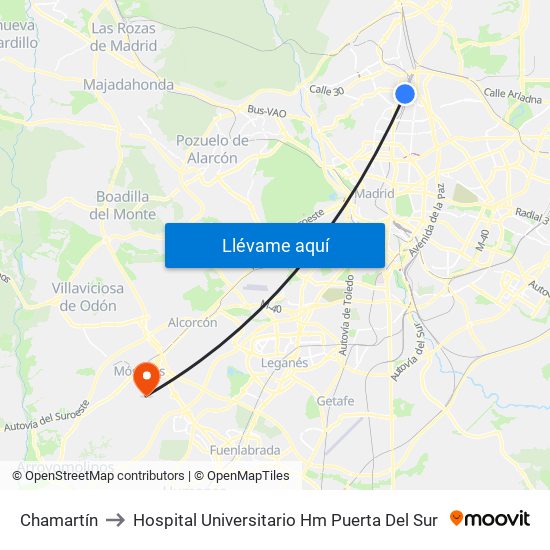 Chamartín to Hospital Universitario Hm Puerta Del Sur map