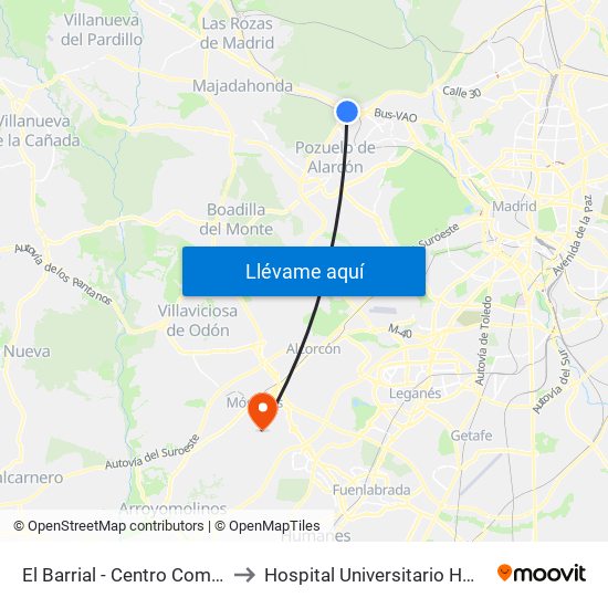 El Barrial - Centro Comercial Pozuelo to Hospital Universitario Hm Puerta Del Sur map