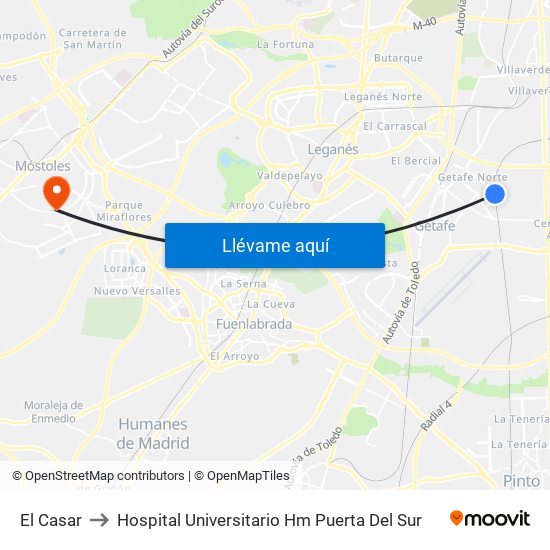 El Casar to Hospital Universitario Hm Puerta Del Sur map