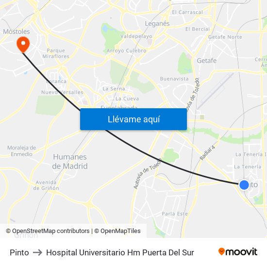 Pinto to Hospital Universitario Hm Puerta Del Sur map