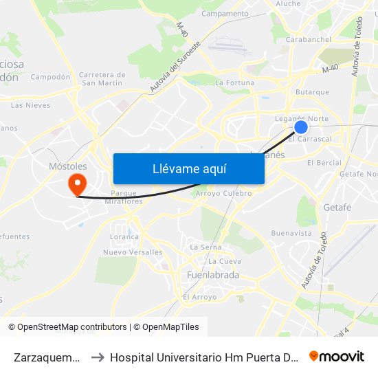 Zarzaquemada to Hospital Universitario Hm Puerta Del Sur map