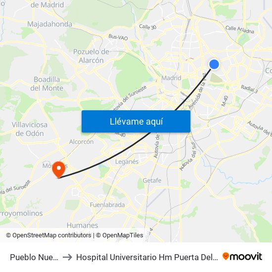 Pueblo Nuevo to Hospital Universitario Hm Puerta Del Sur map