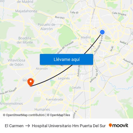 El Carmen to Hospital Universitario Hm Puerta Del Sur map