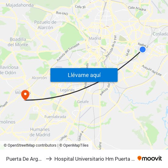 Puerta De Arganda to Hospital Universitario Hm Puerta Del Sur map