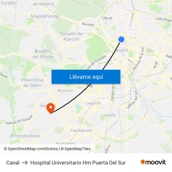 Canal to Hospital Universitario Hm Puerta Del Sur map