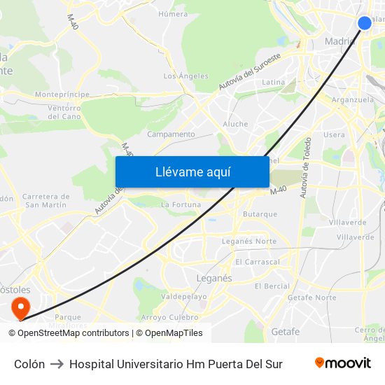 Colón to Hospital Universitario Hm Puerta Del Sur map