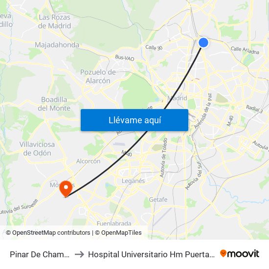 Pinar De Chamartín to Hospital Universitario Hm Puerta Del Sur map