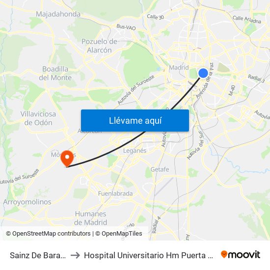 Sainz De Baranda to Hospital Universitario Hm Puerta Del Sur map