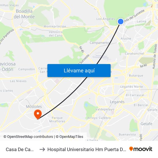Casa De Campo to Hospital Universitario Hm Puerta Del Sur map