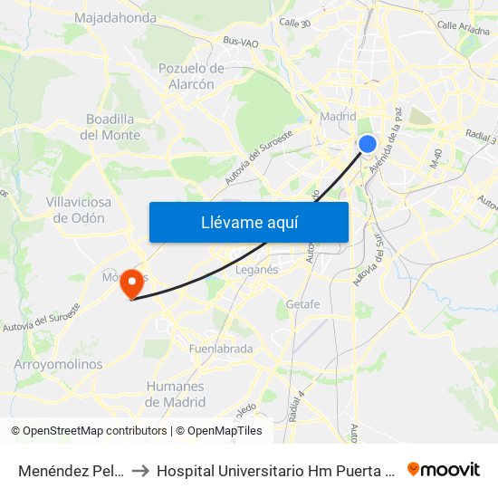 Menéndez Pelayo to Hospital Universitario Hm Puerta Del Sur map