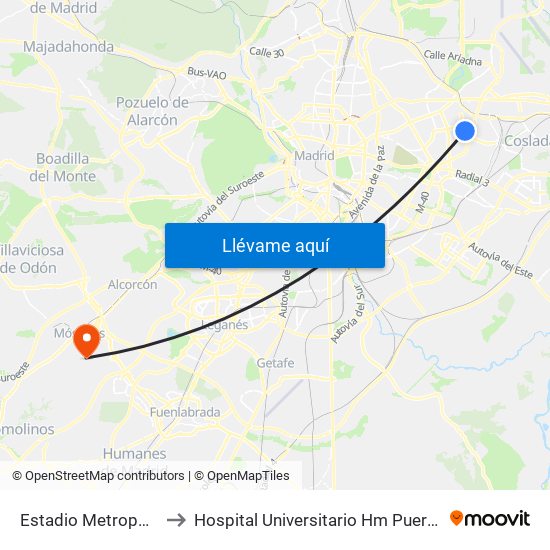 Estadio Metropolitano to Hospital Universitario Hm Puerta Del Sur map