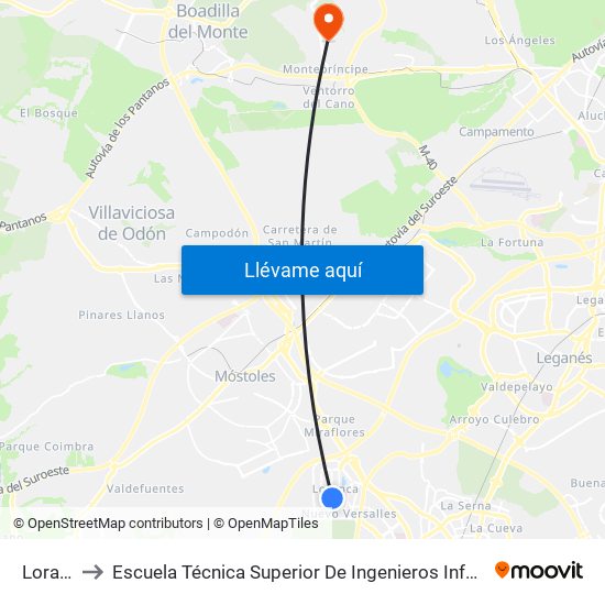 Loranca to Escuela Técnica Superior De Ingenieros Informáticos Upm map