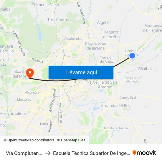 Vía Complutense - Brihuega to Escuela Técnica Superior De Ingenieros Informáticos Upm map