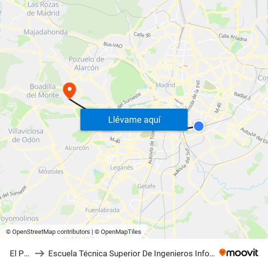 El Pozo to Escuela Técnica Superior De Ingenieros Informáticos Upm map