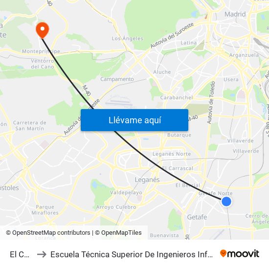 El Casar to Escuela Técnica Superior De Ingenieros Informáticos Upm map