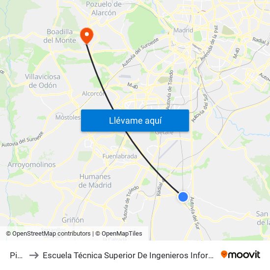 Pinto to Escuela Técnica Superior De Ingenieros Informáticos Upm map