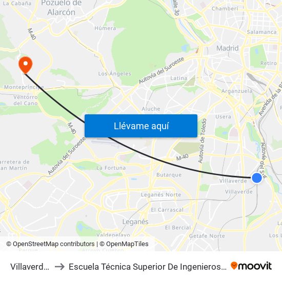 Villaverde Bajo to Escuela Técnica Superior De Ingenieros Informáticos Upm map