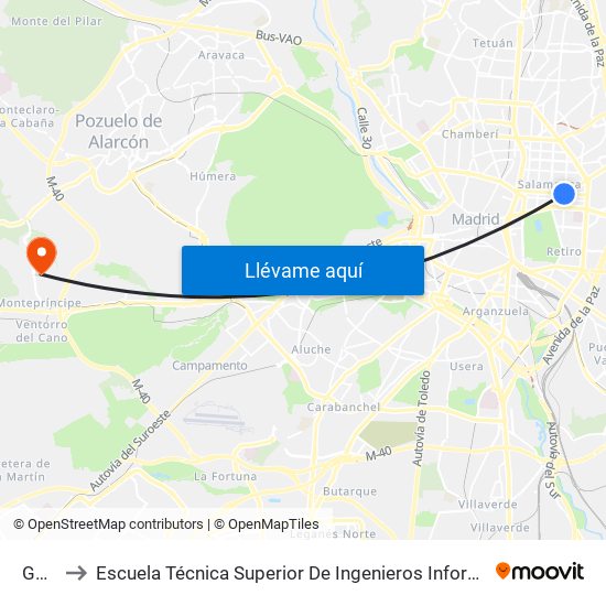 Goya to Escuela Técnica Superior De Ingenieros Informáticos Upm map