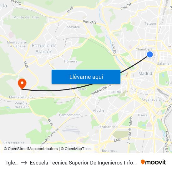 Iglesia to Escuela Técnica Superior De Ingenieros Informáticos Upm map
