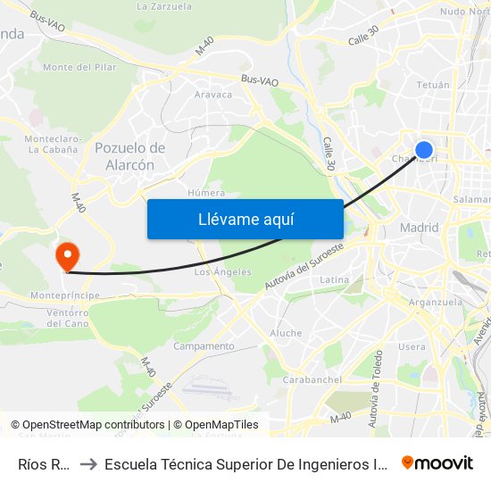 Ríos Rosas to Escuela Técnica Superior De Ingenieros Informáticos Upm map