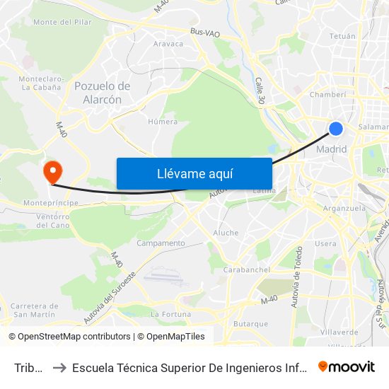 Tribunal to Escuela Técnica Superior De Ingenieros Informáticos Upm map