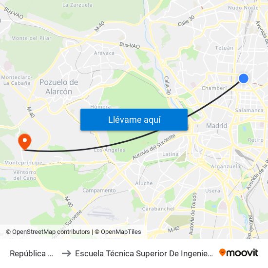República Argentina to Escuela Técnica Superior De Ingenieros Informáticos Upm map