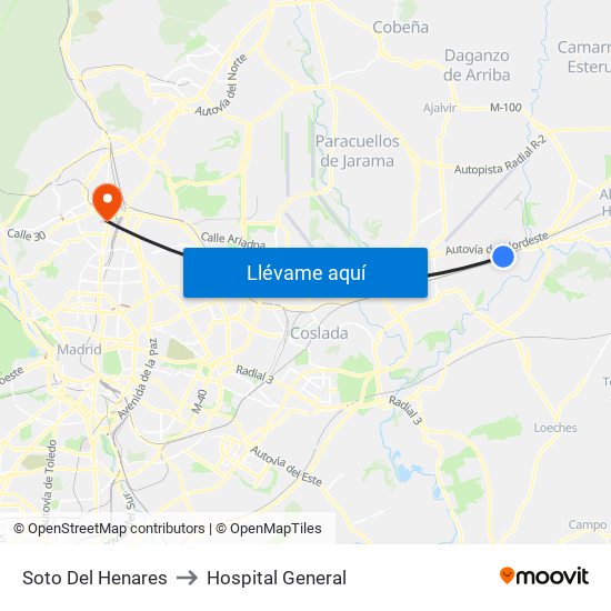 Soto Del Henares to Hospital General map