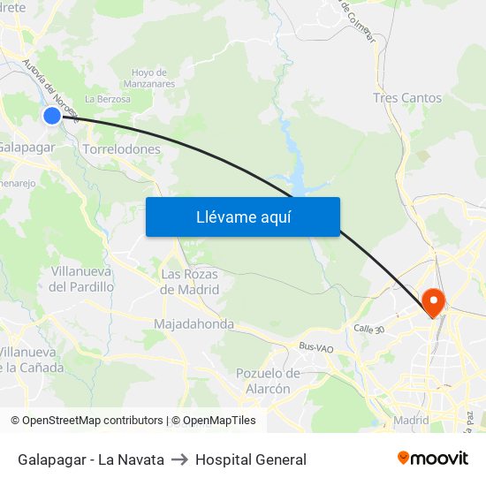Galapagar - La Navata to Hospital General map