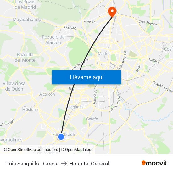Luis Sauquillo - Grecia to Hospital General map