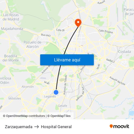 Zarzaquemada to Hospital General map