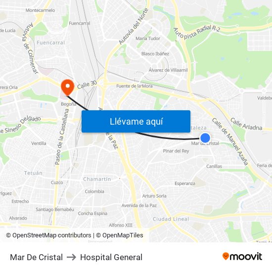 Mar De Cristal to Hospital General map