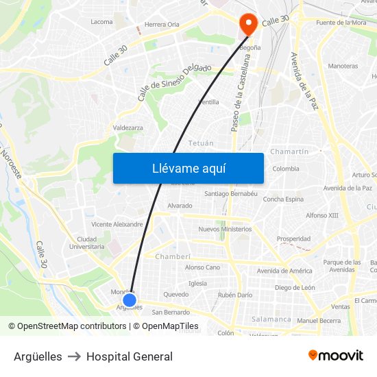 Argüelles to Hospital General map
