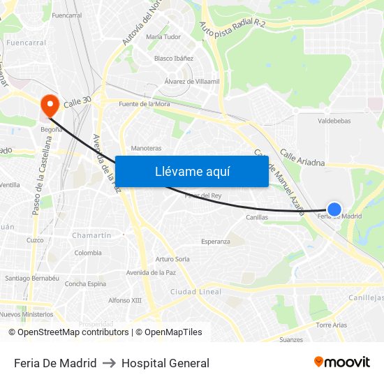 Feria De Madrid to Hospital General map