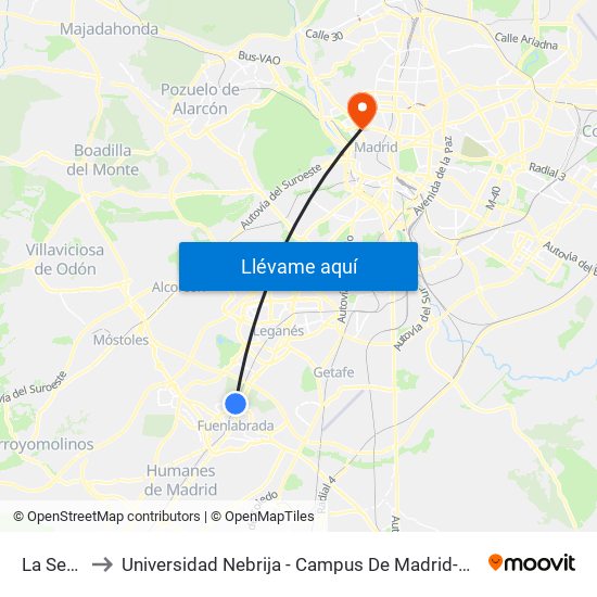 La Serna to Universidad Nebrija - Campus De Madrid-Princesa map