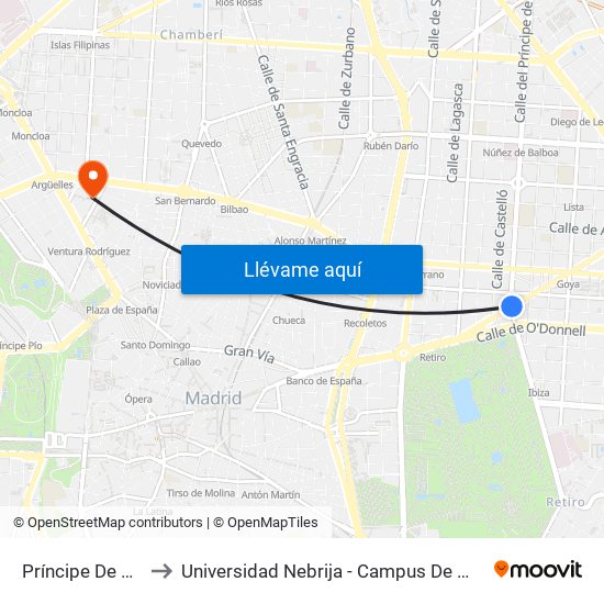 Príncipe De Vergara to Universidad Nebrija - Campus De Madrid-Princesa map