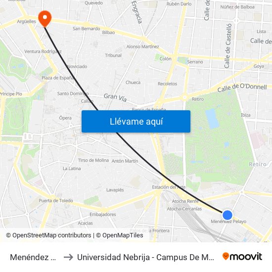 Menéndez Pelayo to Universidad Nebrija - Campus De Madrid-Princesa map