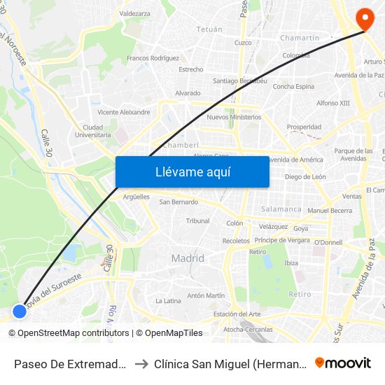 Paseo De Extremadura - El Greco to Clínica San Miguel (Hermanas Hospitalarias) map