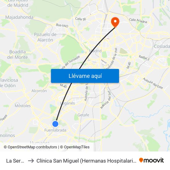 La Serna to Clínica San Miguel (Hermanas Hospitalarias) map