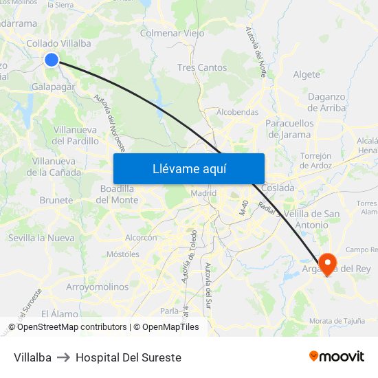 Villalba to Hospital Del Sureste map