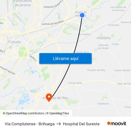 Vía Complutense - Brihuega to Hospital Del Sureste map
