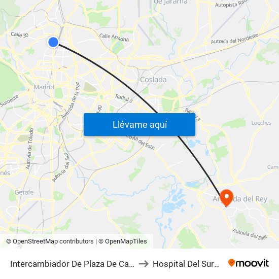 Intercambiador De Plaza De Castilla to Hospital Del Sureste map