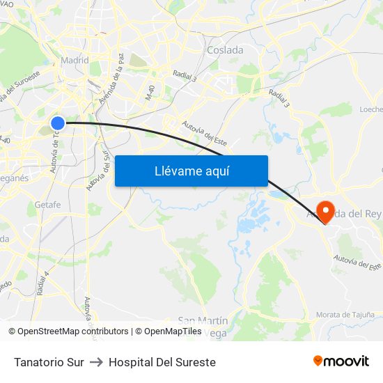 Tanatorio Sur to Hospital Del Sureste map